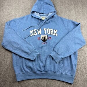 New York Popular Men's XL Blue Heather Graphic Hoodie Skyline 1624 City Pullover